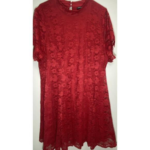 Torrid Sz 3 A Line Lace Overlay Cocktail Formal Pretty Red Party Dress - Picture 3 of 16